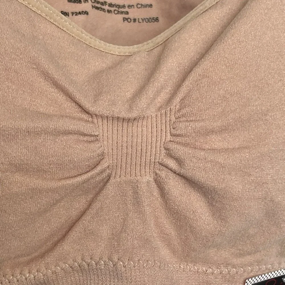 Rene Rofe Nude Padded Bra Size Small Sports Pleated Stretch Activewear Gym - Picture 9 of 12
